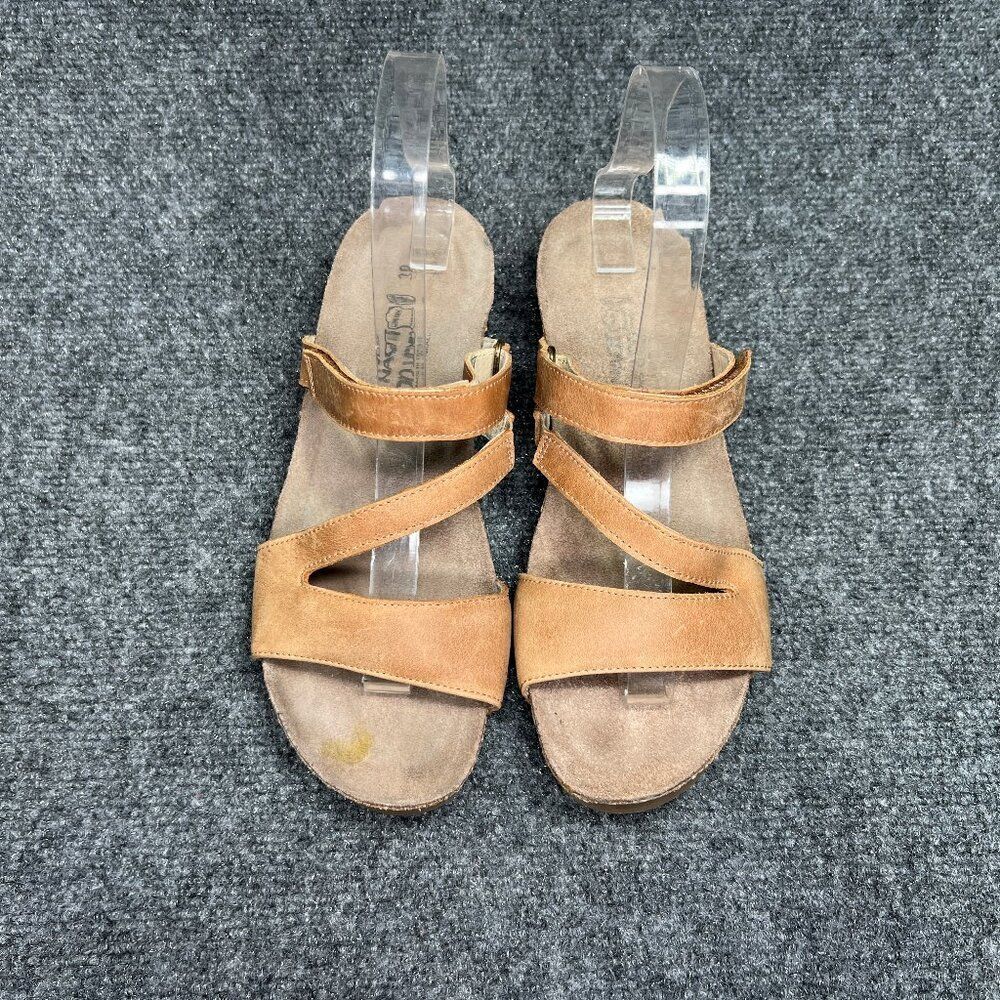 NAOT Sandals Womens Size 7.5 Brown Leather Strap Comfort Casual Slide Flip Flops - Picture 3 of 11